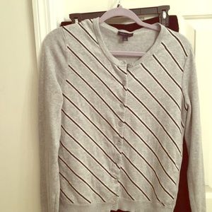 Striped gray cardigan sweater
